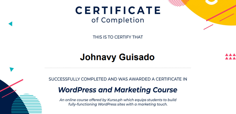 WordPress Certificate - Cebu SEO Specialist